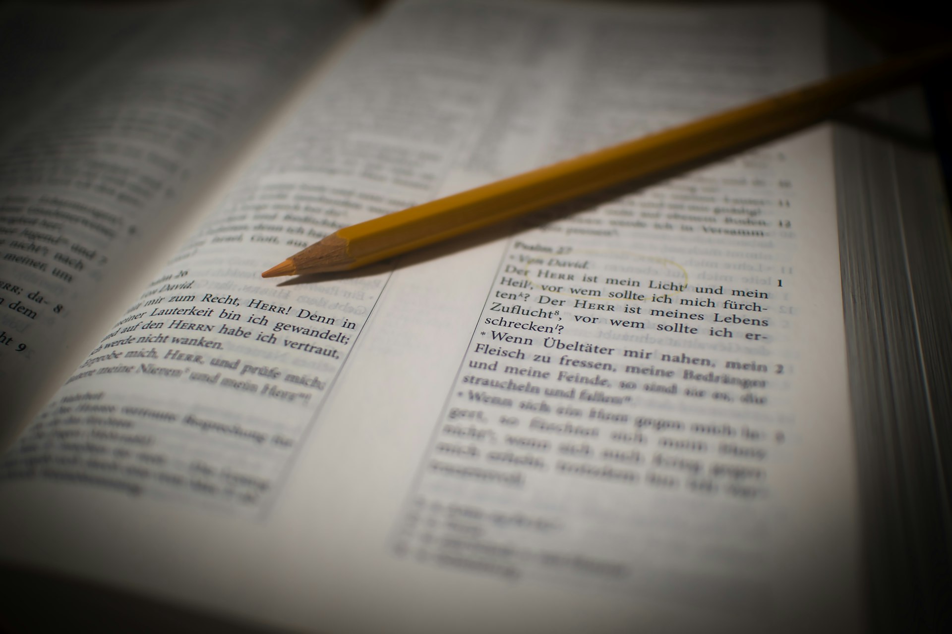 a pencil resting on top of an open book